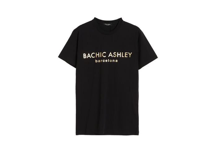 BACHIC ASHLEY】プリント Tシャツ（黒/白）金文字プリント – Bachic Ashley